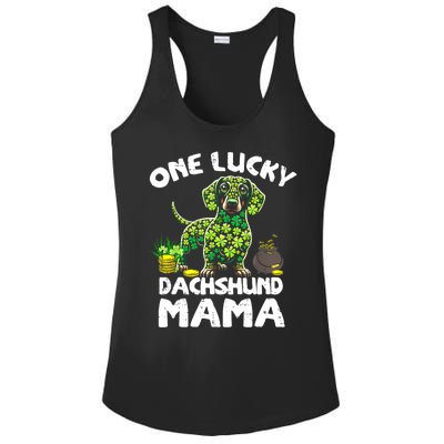 St Patrick Day Dog Lover One Lucky Dachshund Mama Irish Shamrock Gift Ladies PosiCharge Competitor Racerback Tank