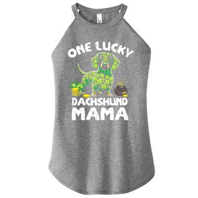 St Patrick Day Dog Lover One Lucky Dachshund Mama Irish Shamrock Gift Women’s Perfect Tri Rocker Tank