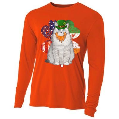 St Patricks Day Irish American Flag Ragdoll Cat Meaningful Gift Cooling Performance Long Sleeve Crew