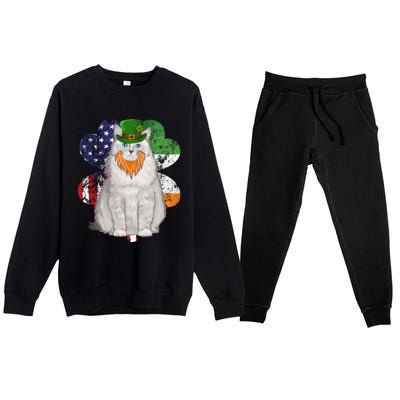 St Patricks Day Irish American Flag Ragdoll Cat Meaningful Gift Premium Crewneck Sweatsuit Set