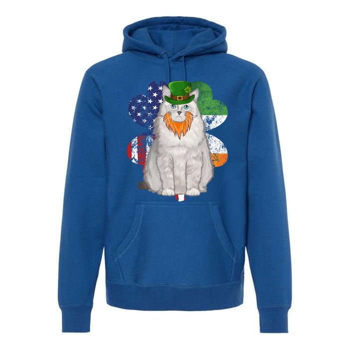 St Patricks Day Irish American Flag Ragdoll Cat Meaningful Gift Premium Hoodie