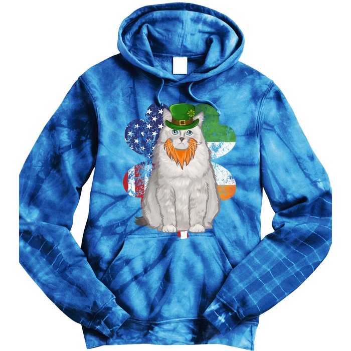 St Patricks Day Irish American Flag Ragdoll Cat Meaningful Gift Tie Dye Hoodie