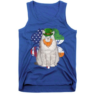 St Patricks Day Irish American Flag Ragdoll Cat Meaningful Gift Tank Top