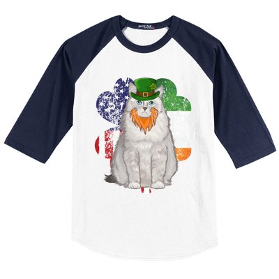 St Patricks Day Irish American Flag Ragdoll Cat Meaningful Gift Baseball Sleeve Shirt