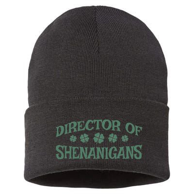 St. PatrickS Day Director Of Shenanigans Irish Teacher Sustainable Knit Beanie