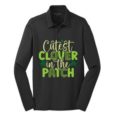 St Patricks Day Irish Cutest Clover In The Patch Cute Gift Silk Touch Performance Long Sleeve Polo