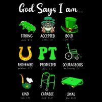 St Patrick Day God Says I Am Pt Christian Physical Therapy Cooling Performance Crew T-Shirt