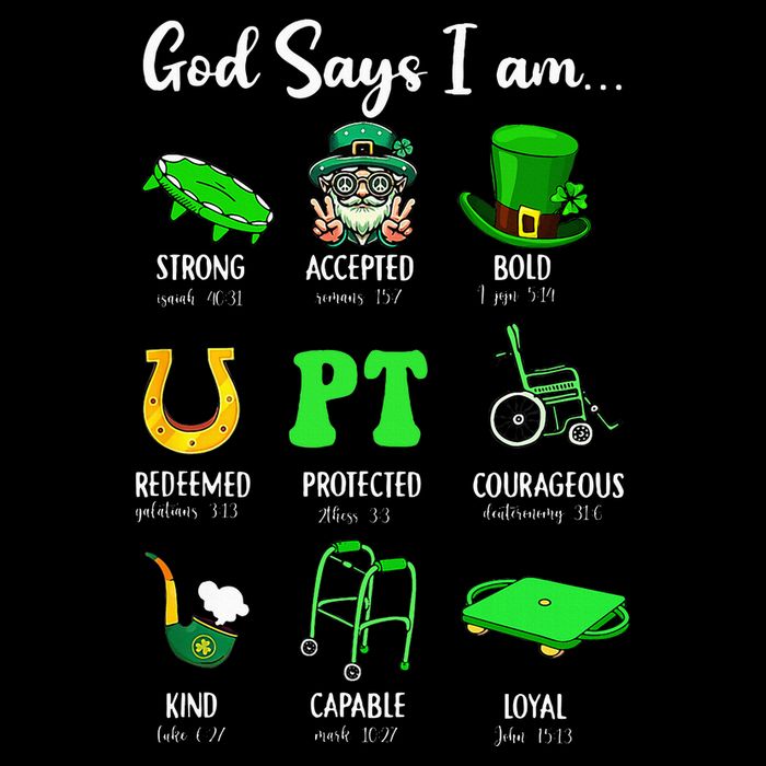 St Patrick Day God Says I Am Pt Christian Physical Therapy Cooling Performance Crew T-Shirt