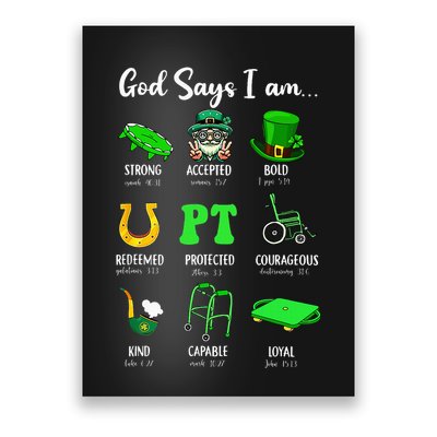 St Patrick Day God Says I Am Pt Christian Physical Therapy Poster