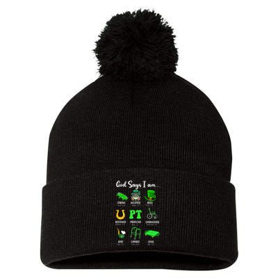 St Patrick Day God Says I Am Pt Christian Physical Therapy Pom Pom 12in Knit Beanie