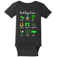St Patrick Day God Says I Am Pt Christian Physical Therapy Baby Bodysuit
