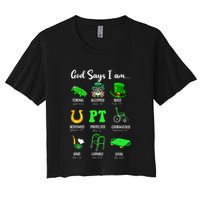 St Patrick Day God Says I Am Pt Christian Physical Therapy Women's Crop Top Tee