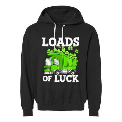 St Patricks Day Lucky Construction Truck Garment-Dyed Fleece Hoodie