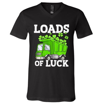 St Patricks Day Lucky Construction Truck V-Neck T-Shirt