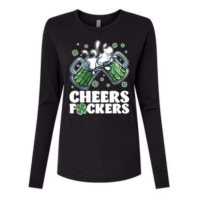 St Patricks Day Cheers Fckers Shamrock Clover Green Beer Womens Cotton Relaxed Long Sleeve T-Shirt