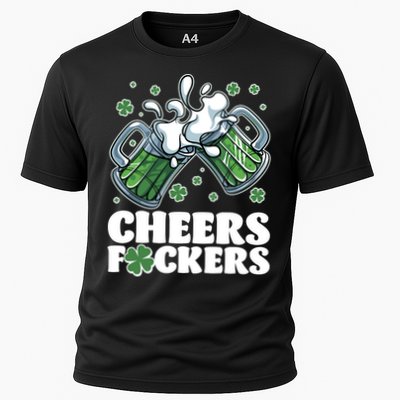 St Patricks Day Cheers Fckers Shamrock Clover Green Beer Performance Shirt