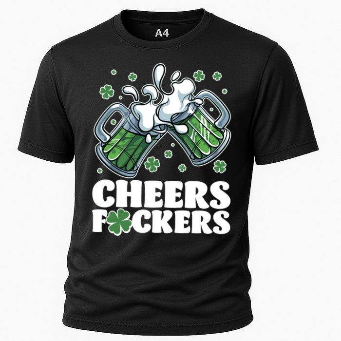 St Patricks Day Cheers Fckers Shamrock Clover Green Beer Performance Shirt