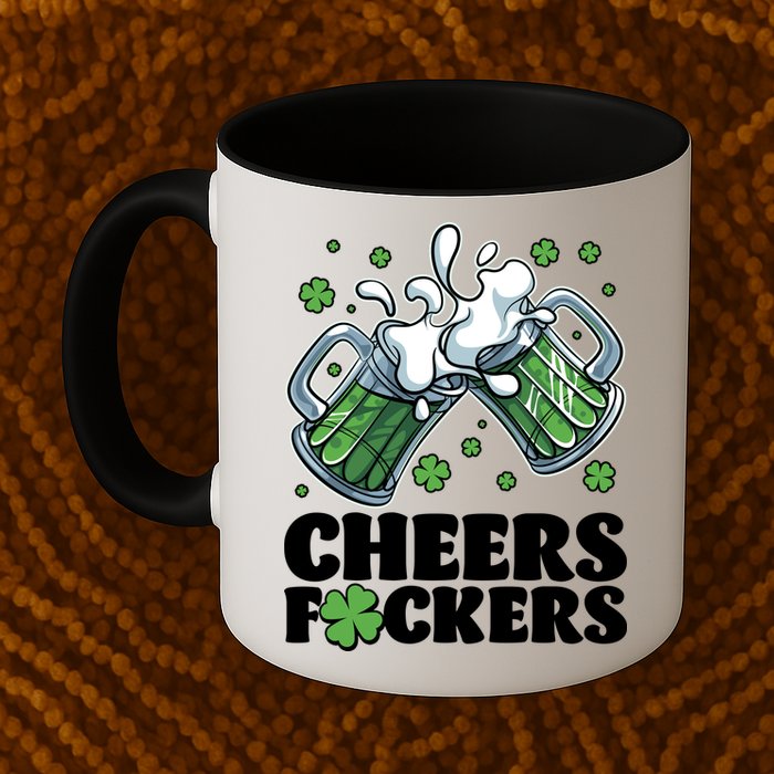St Patricks Day Cheers Fckers Shamrock Clover Green Beer Mug