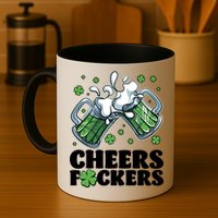 St Patricks Day Cheers Fckers Shamrock Clover Green Beer Mug