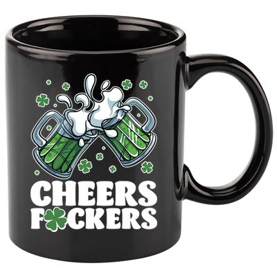 St Patricks Day Cheers Fckers Shamrock Clover Green Beer 11oz C Handle Ceramic Mug