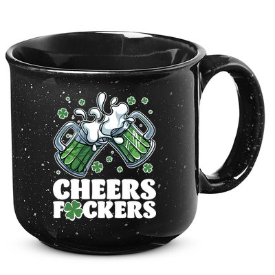 St Patricks Day Cheers Fckers Shamrock Clover Green Beer 15oz Campfire Ceramic Mug