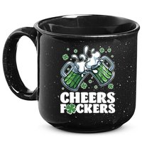 St Patricks Day Cheers Fckers Shamrock Clover Green Beer 15oz Campfire Ceramic Mug