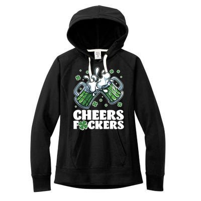 St Patricks Day Cheers Fckers Shamrock Clover Green Beer Women's Fleece Hoodie