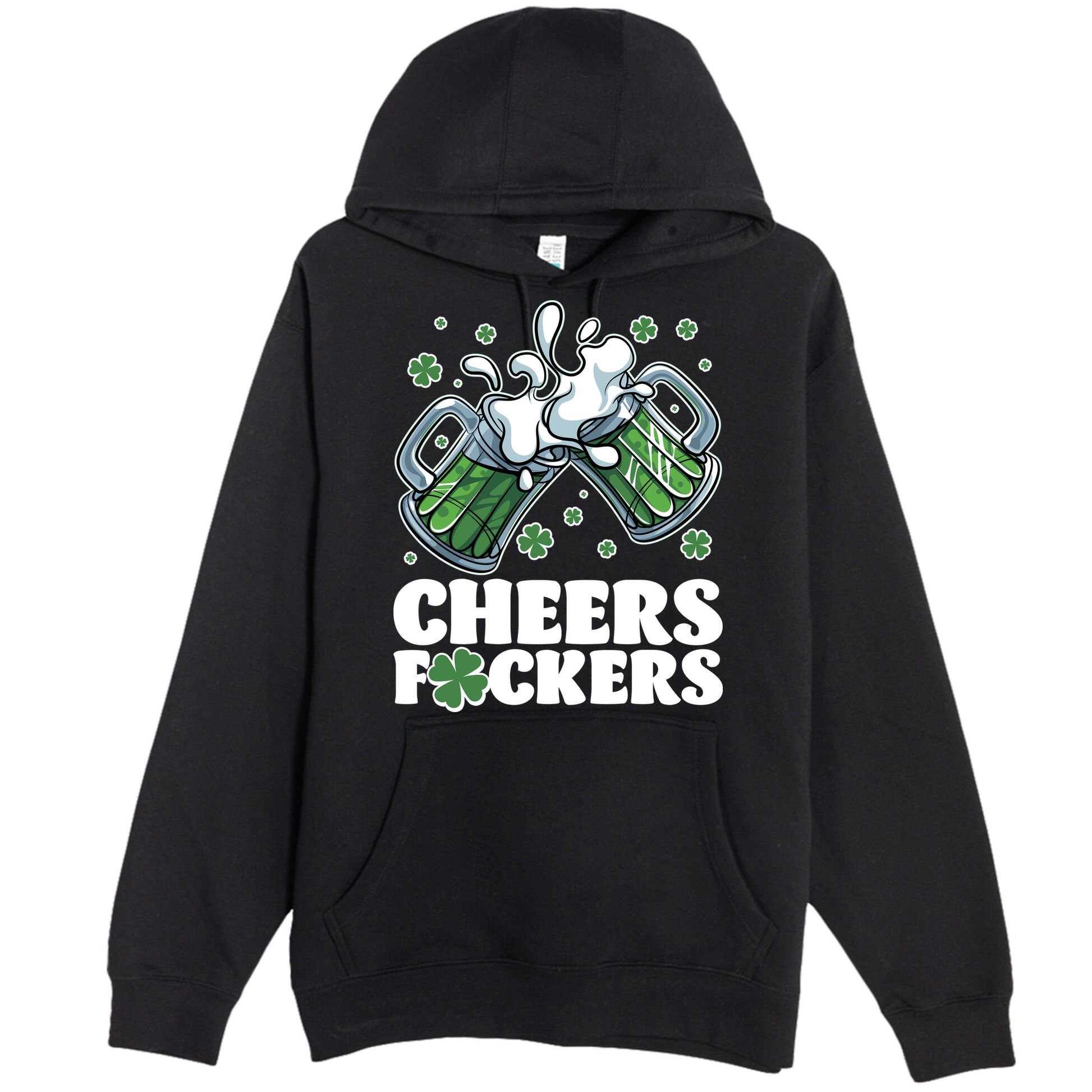 St Patricks Day Cheers Fckers Shamrock Clover Green Beer Premium Pullover Hoodie