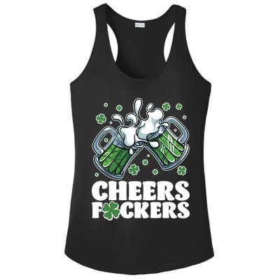 St Patricks Day Cheers Fckers Shamrock Clover Green Beer Ladies PosiCharge Competitor Racerback Tank