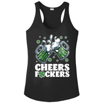 St Patricks Day Cheers Fckers Shamrock Clover Green Beer Ladies PosiCharge Competitor Racerback Tank