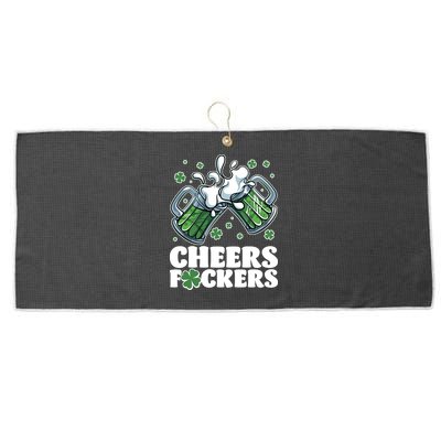 St Patricks Day Cheers Fckers Shamrock Clover Green Beer Large Microfiber Waffle Golf Towel