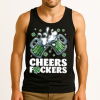 St Patricks Day Cheers Fckers Shamrock Clover Green Beer Tank Top