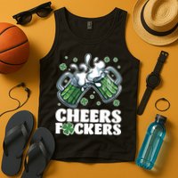 St Patricks Day Cheers Fckers Shamrock Clover Green Beer Tank Top