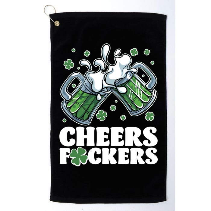 St Patricks Day Cheers Fckers Shamrock Clover Green Beer Golf Towel