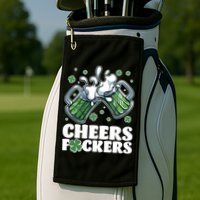 St Patricks Day Cheers Fckers Shamrock Clover Green Beer Golf Towel