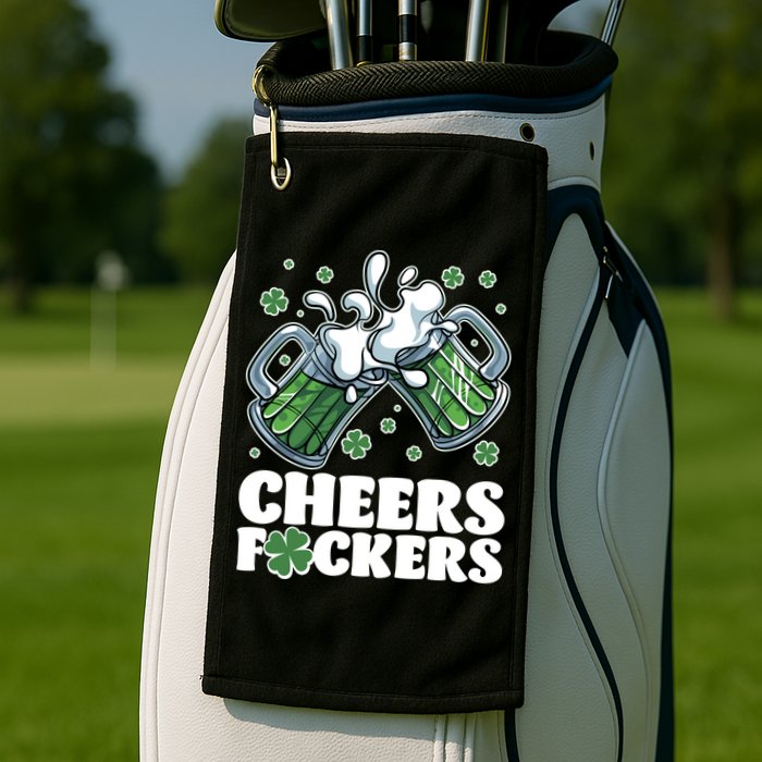 St Patricks Day Cheers Fckers Shamrock Clover Green Beer Golf Towel