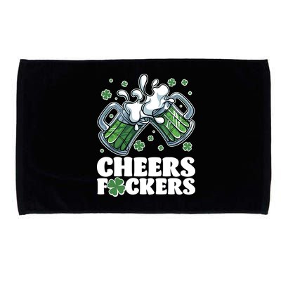 St Patricks Day Cheers Fckers Shamrock Clover Green Beer Microfiber Hand Towel