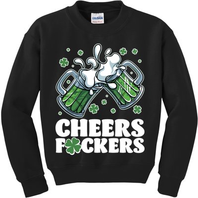 St Patricks Day Cheers Fckers Shamrock Clover Green Beer Kids Sweatshirt