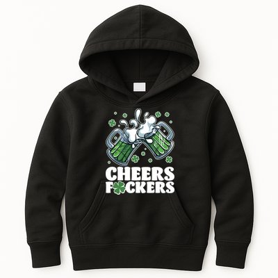 St Patricks Day Cheers Fckers Shamrock Clover Green Beer Kids Hoodie
