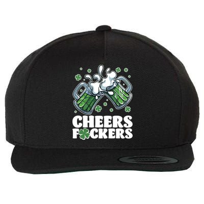 St Patricks Day Cheers Fckers Shamrock Clover Green Beer Wool Snapback Cap