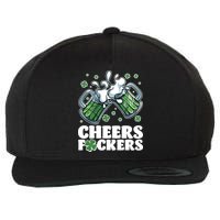 St Patricks Day Cheers Fckers Shamrock Clover Green Beer Wool Snapback Cap
