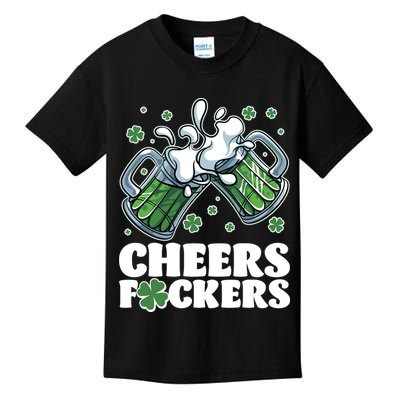 St Patricks Day Cheers Fckers Shamrock Clover Green Beer Kids T-Shirt