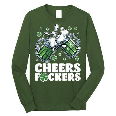 St Patricks Day Cheers Fckers Shamrock Clover Green Beer Long Sleeve Shirt