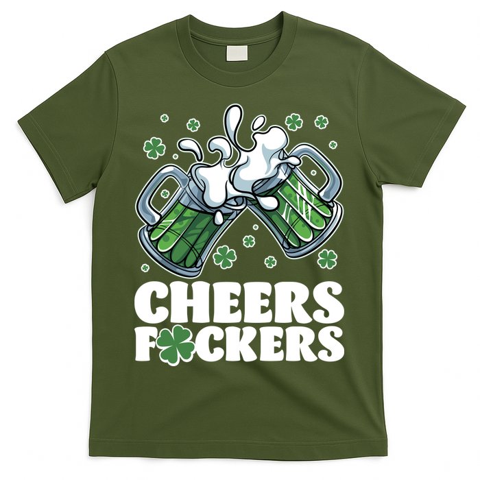 St Patricks Day Cheers Fckers Shamrock Clover Green Beer T-Shirt