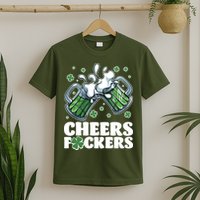 St Patricks Day Cheers Fckers Shamrock Clover Green Beer T-Shirt