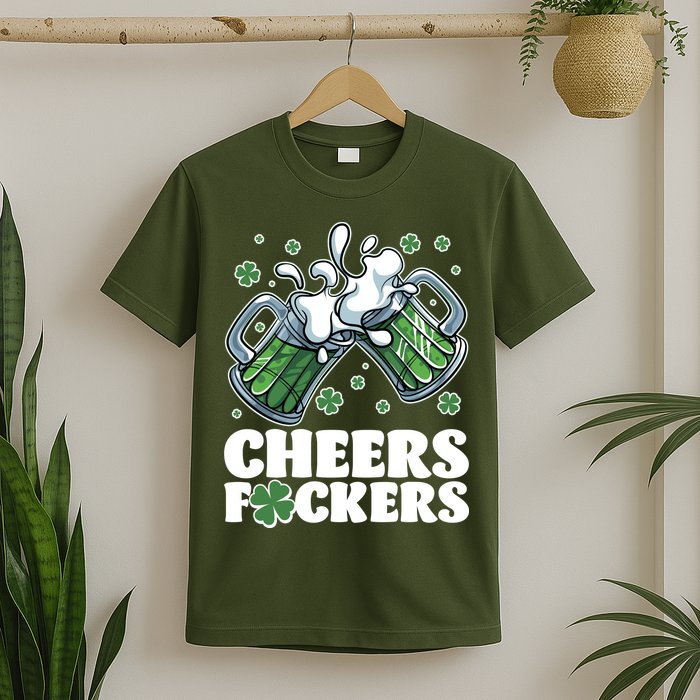 St Patricks Day Cheers Fckers Shamrock Clover Green Beer T-Shirt