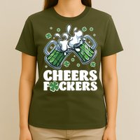 St Patricks Day Cheers Fckers Shamrock Clover Green Beer T-Shirt