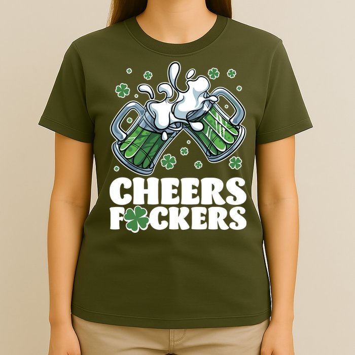 St Patricks Day Cheers Fckers Shamrock Clover Green Beer T-Shirt