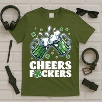 St Patricks Day Cheers Fckers Shamrock Clover Green Beer T-Shirt