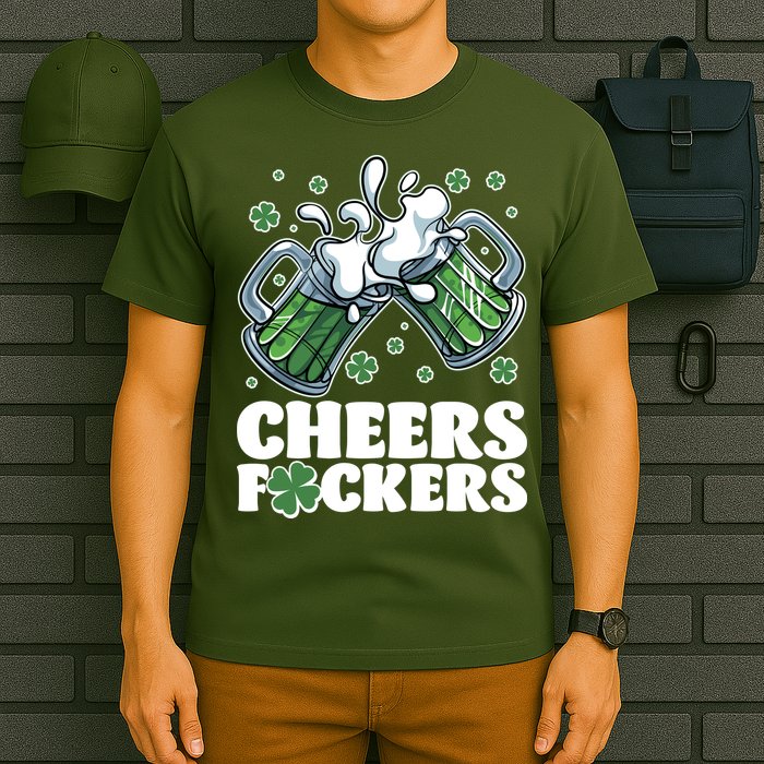 St Patricks Day Cheers Fckers Shamrock Clover Green Beer T-Shirt
